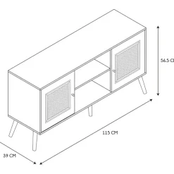 Fabrique de Styles Meuble TV en bois et cannage L115cm - Baia* Meubles Tv