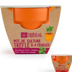 Fabrique de Styles Mini kit d6cm terre cuite trèfle 4 feuilles* Prêt À Pousser