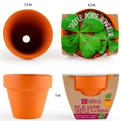 Fabrique de Styles Mini kit d6cm terre cuite trèfle 4 feuilles* Prêt À Pousser