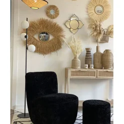 Fabrique de Styles Miroir rond en raphia d47cm - Efia* Miroirs