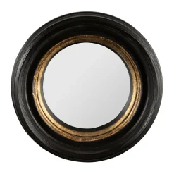 Fabrique de Styles Miroir rond noir et dore d21cm en résine - Aureol* Miroirs