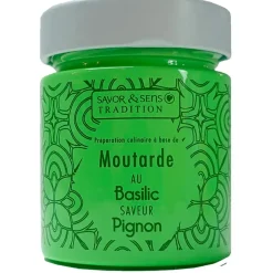 Fabrique de Styles Moutarde saveur basilic & pignons (pot vert)* Condiments Et Épices