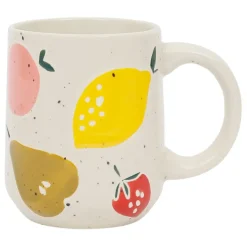 Fabrique de Styles Mug en grès moucheté écru et 38cl - Les Fruits* Tasses Et Mugs