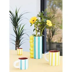 Fabrique de Styles Mug en grès rayé jaune et blanc 40cl - Alaria* Tasses Et Mugs