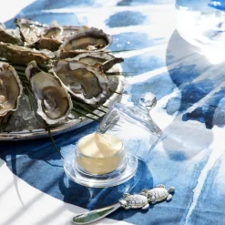 Fabrique de Styles Nappe en coton enduit blanc et bleu 320x160cm - Bord De Mer* Nappes