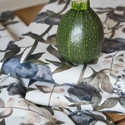 Fabrique de Styles Nappe en coton gris vert 160x160cm - Rose noire* Nappes