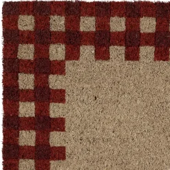 Fabrique de Styles Paillasson damier naturel et rouge 73x43cm en coco - la campagne* Paillassons