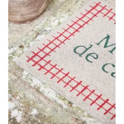 Fabrique de Styles Paillasson maison de campagne en coco gris et rouge 73x43cm - Campagne* Paillassons