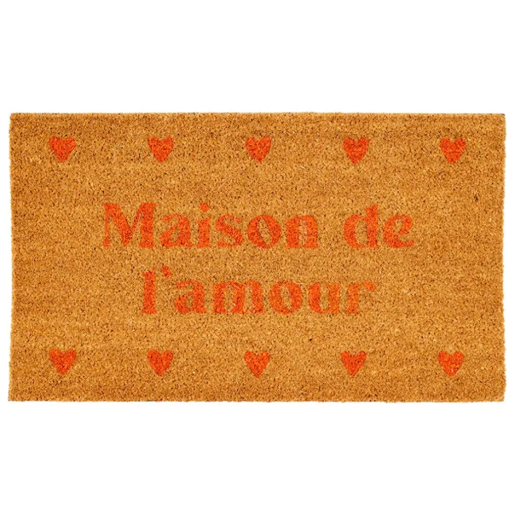 Fabrique de Styles Paillasson "Maison de l'amour" en coco 73x43cm - Famille* Paillassons