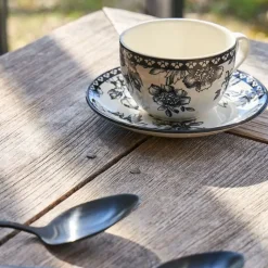 Fabrique de Styles Paire tasse et coupelle café en faïence noir 22cl - Lison* Tasses Et Mugs