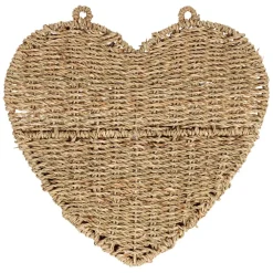 Fabrique de Styles Panier mural cœur en jonc de mer 33x32cm - Chaumière* Paniers Et Corbeilles