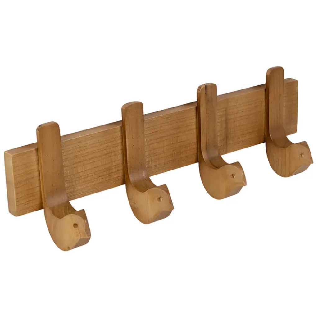 Fabrique de Styles Patère 4 crochets oiseau en acajour blanc 40x13cm - Campagne* Patères