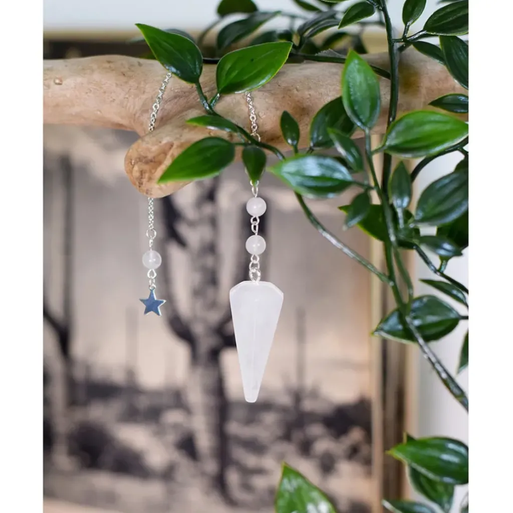 Fabrique de Styles Pendule hexagonal en cristal de roche et charm étoile* Méditation Et Yoga