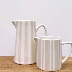 Fabrique de Styles Pichet en céramique rayé blanc et 1L* Carafes Et Pichets