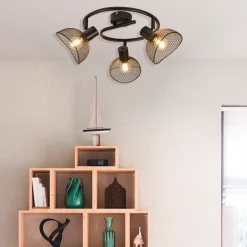 Fabrique de Styles Plafonnier 3 lumières en metal h18cm mat noir - iris* Suspensions