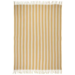 Fabrique de Styles Plaid en tissu rayé jaune et écru 170x130cm - Medi* Plaids