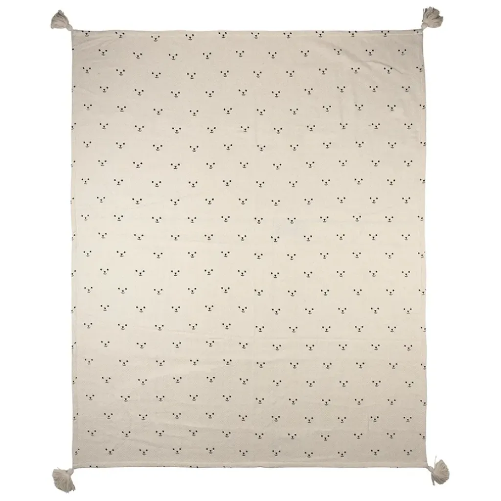 Fabrique de Styles Plaid ours en coton ecru et beige 170x130cm - Songes*Enfant Textiles