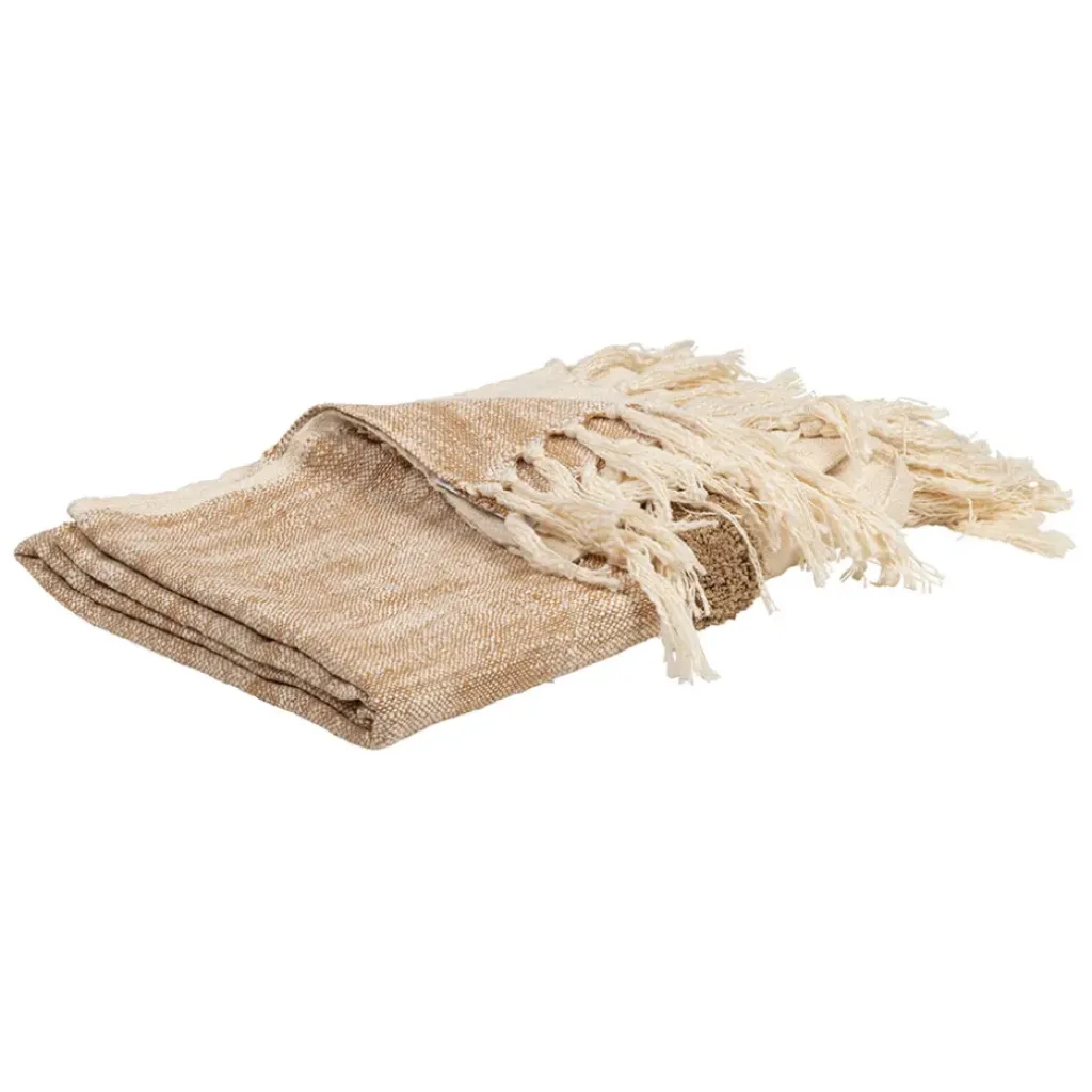 Fabrique de Styles Plaid tufté en coton et écru 170x130cm - Klosen* Plaids