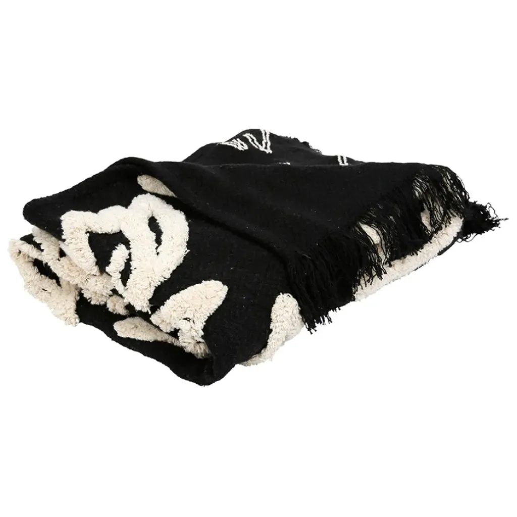 Fabrique de Styles Plaid Tufté en coton Noir et blanc 170X130cm - Solor* Plaids