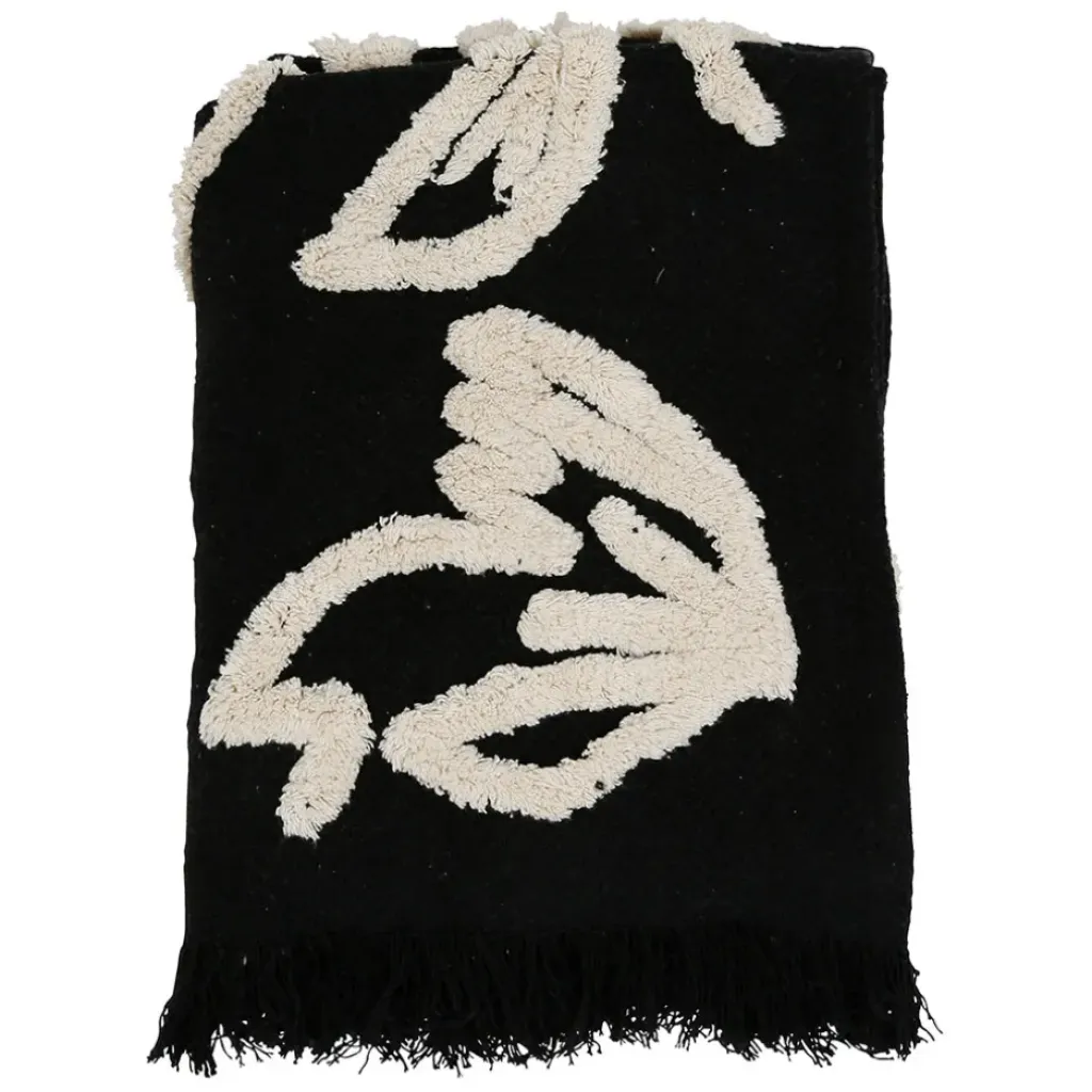 Fabrique de Styles Plaid Tufté en coton Noir et blanc 170X130cm - Solor* Plaids