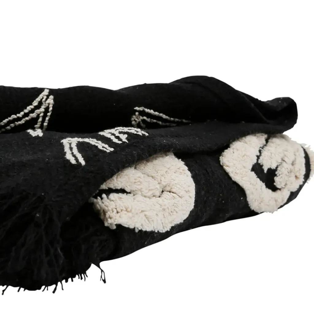 Fabrique de Styles Plaid Tufté en coton Noir et blanc 170X130cm - Solor* Plaids