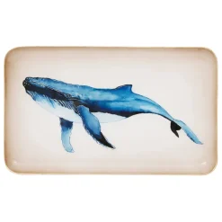 Fabrique de Styles Plateau en fer bleu et doré 25x15cm - Baleine* Plateaux