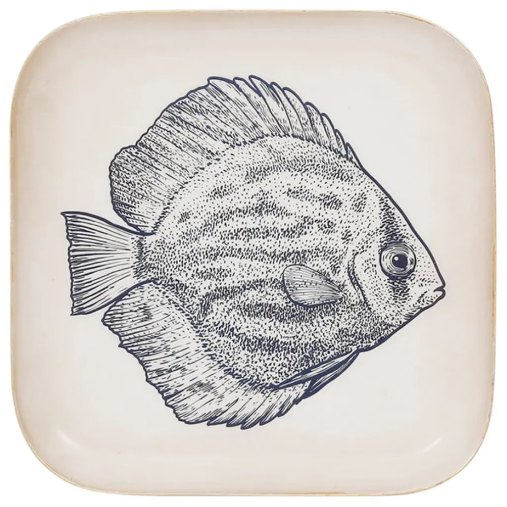 Fabrique de Styles Plateau poisson en fer 16x16cm - Bord De Mer* Plateaux
