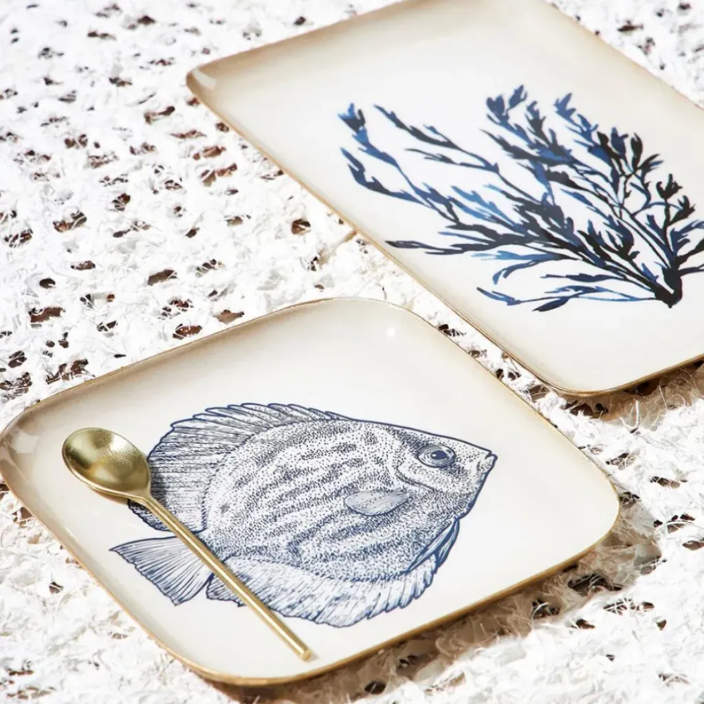 Fabrique de Styles Plateau poisson en fer 16x16cm - Bord De Mer* Plateaux