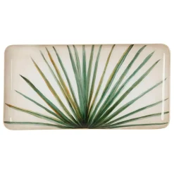 Fabrique de Styles Plateau rectangulaire en fer vert et doré 30.5x15.5cm en fer - palmier* Plateaux