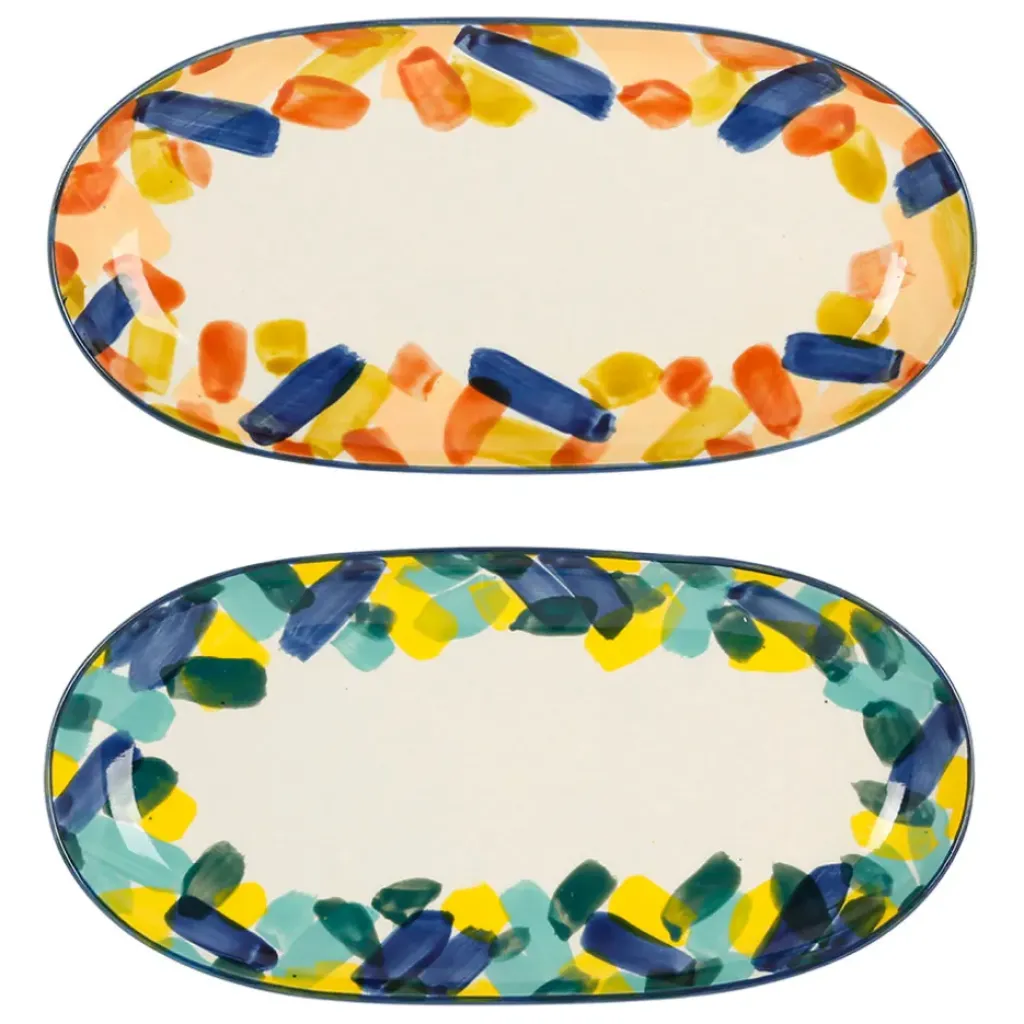 Fabrique de Styles Plats ovales x2 en grès - belle vie* Plats Et Saladiers
