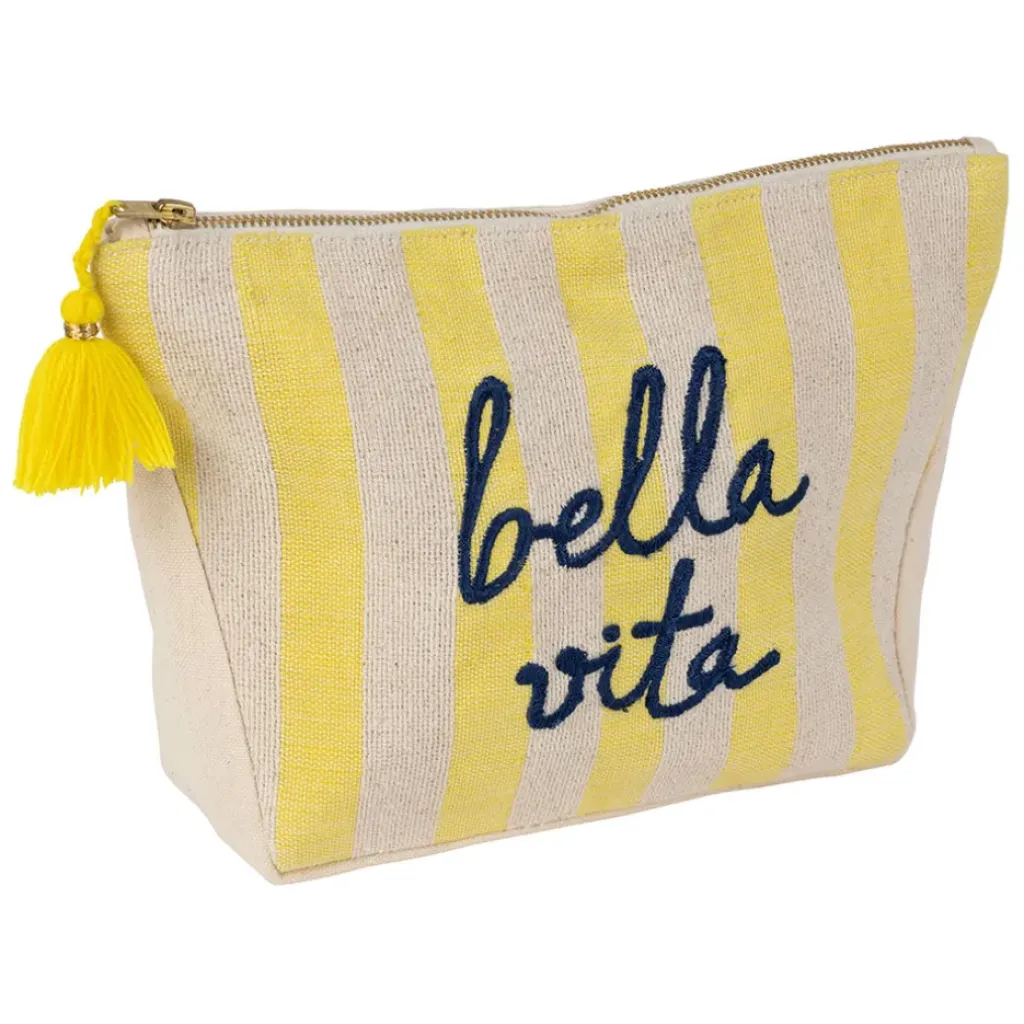 Fabrique de Styles Pochette bordee Bella en coton jaune et bleu - Medi* Pochettes Et Housses