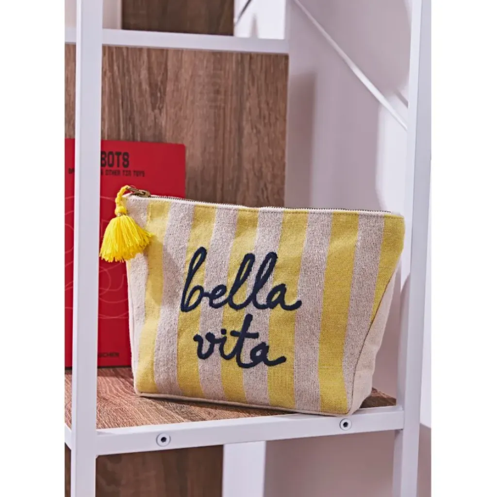 Fabrique de Styles Pochette bordee Bella en coton jaune et bleu - Medi* Pochettes Et Housses