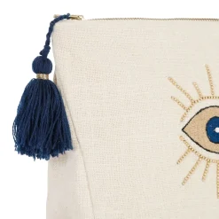 Fabrique de Styles Pochette œil en coton blanc et bleu - Greeka* Pochettes Et Housses