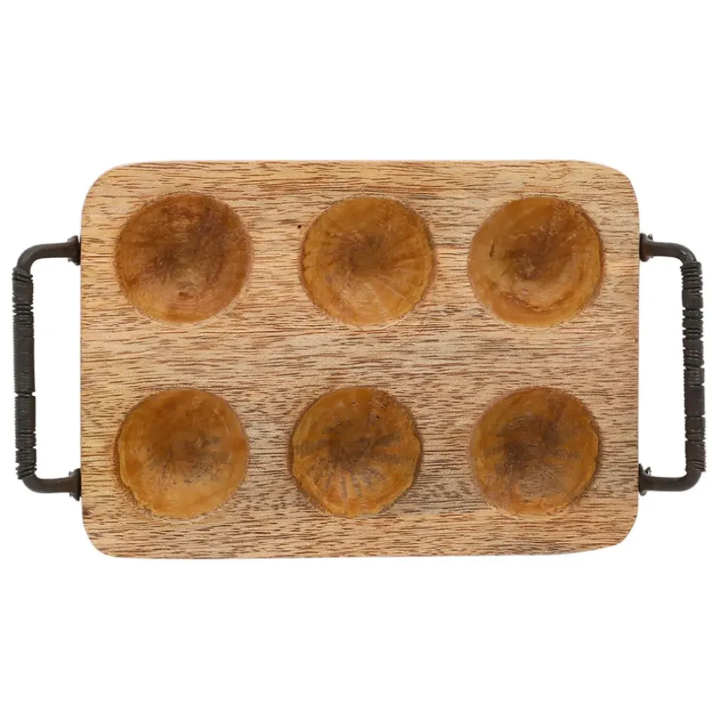 Fabrique de Styles Porte 6 œufs en manguier et fer - Campagne* Ustensibles De Cuisine
