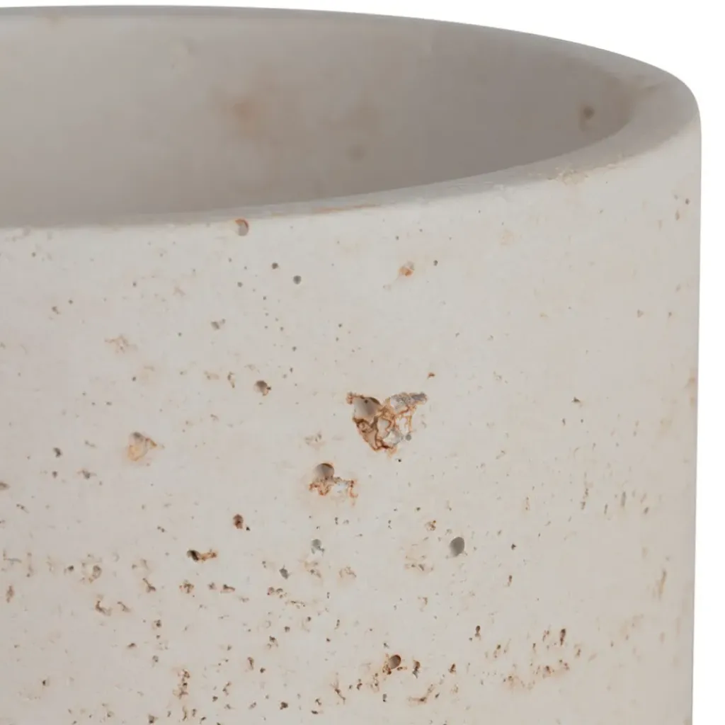 Fabrique de Styles Pot avec couvercle en ciment écru moucheté h16.5cm - Organic* Pots Et Bocaux