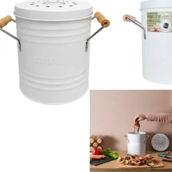 Fabrique de Styles Poubelle à compost en métal avec couvercle et poignées 5L* Poubelles