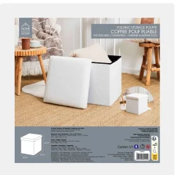 Fabrique de Styles Pouf coffre pliable en tissu bouclette* Poufs Et Tabourets