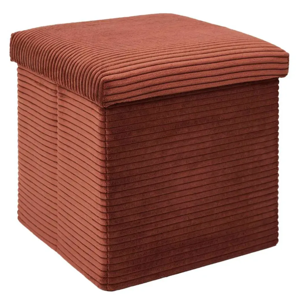 Fabrique de Styles Pouf coffre pliable en tissu côtelé - Scarlett* Poufs Et Tabourets