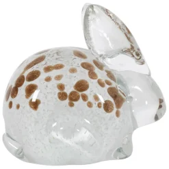 Fabrique de Styles Presse papier lapin en verre blanc et doré - Garenne* Petits Objets Déco