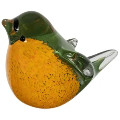 Fabrique de Styles Presse papier moineau en verre vert et jaune - Serin* Petits Objets Déco