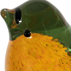 Fabrique de Styles Presse papier moineau en verre vert et jaune - Serin* Petits Objets Déco