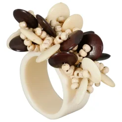 Fabrique de Styles Rond de serviette en résine écru - Floral* Serviettes De Table