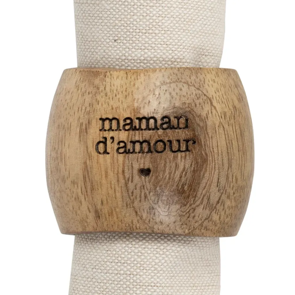 Fabrique de Styles Rond de serviette maman en manguier - Famille* Serviettes De Table