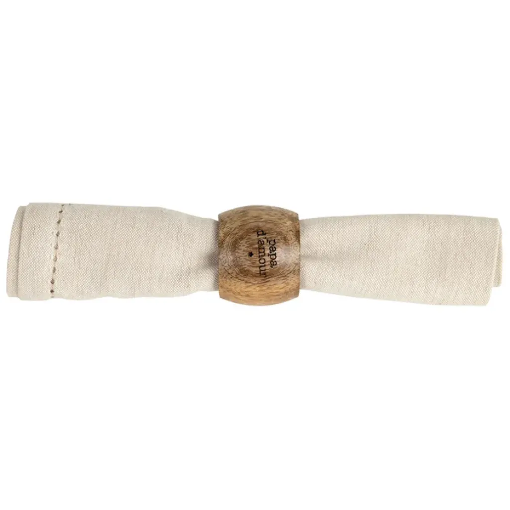 Fabrique de Styles Rond de serviette papa en manguier - Famille* Serviettes De Table