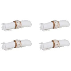 Fabrique de Styles Rond de serviette (x4) en acacia et résine rose et blanc d3cm* Serviettes De Table