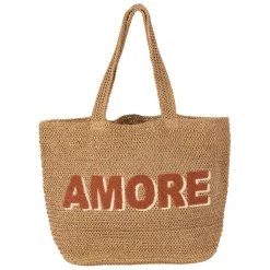 Fabrique de Styles Sac brodé "amore" en corde de papier naturel et terracotta - Lumi* Sacs Et Cabas