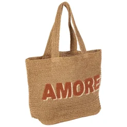 Fabrique de Styles Sac brodé "amore" en corde de papier naturel et terracotta - Lumi* Sacs Et Cabas
