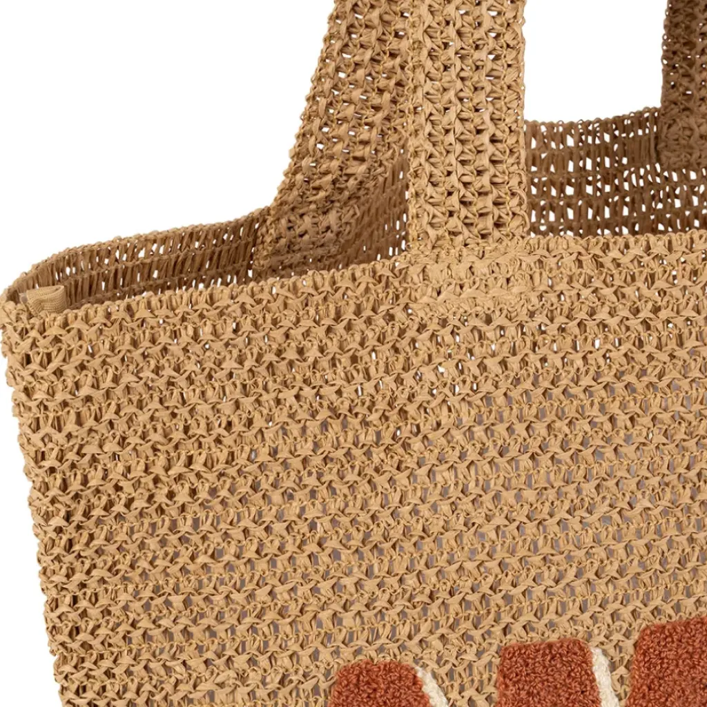 Fabrique de Styles Sac brodé "amore" en corde de papier naturel et terracotta - Lumi* Sacs Et Cabas