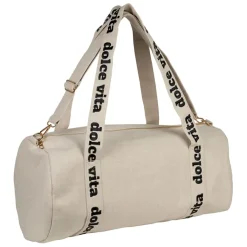 Fabrique de Styles Sac week-end dolce vita en lin et coton écru et noir - Bowling* Sacs Et Cabas