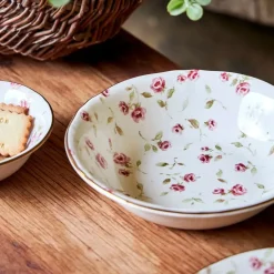 Fabrique de Styles Saladier en faïence rose et doré d23cm - Rose* Plats Et Saladiers